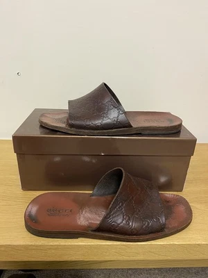 Gucci Guccissima Slides 170319 cuero chocolate 9,5 D vintage para hombre Foto 1 de 4