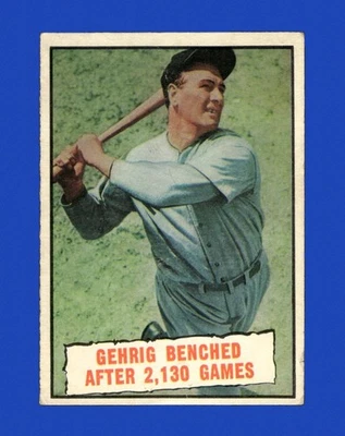 1961 年 Topps Set-Break #405 Lou Gehrig Streak 低等级(折痕)*GMCARDS* — 第 1/2 张图片