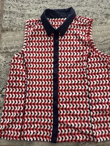 New Cute Kinona Dew Sweeper Sleeveless Golf Top Chevron Tomato Red Large Tennis - Picture 1 of 7