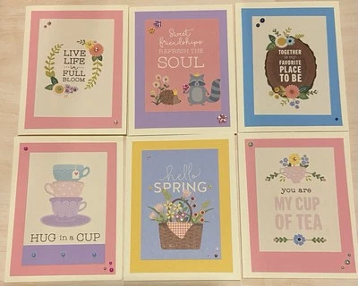 Everyday-Mixed Spring Theme Sentiments-Blank Note Cards set of 6-Handmade-Floral - Изображение 1 из 4