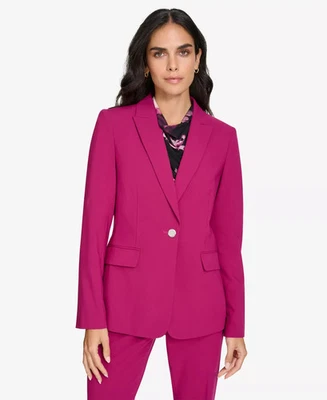 Calvin Klein Lined Blazer Women's 12 Mulberry Solid One-Button Closure at Front - Image 1 of 4