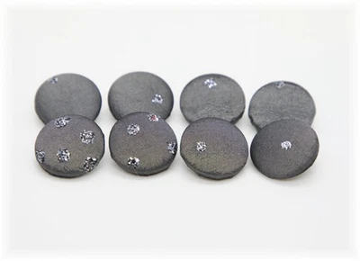 Buttons Silver Glitter Dots on Metal Grey Fabric Covered Shank Buttons x 8 - Image 1 of 4
