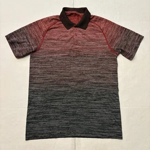 Lululemon Shirt Mens Medium Red Black Polo Athleisure Active Gym Train Casual - Picture 1 of 7