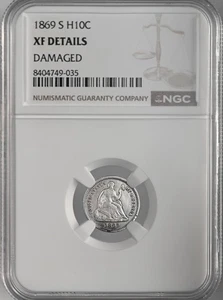 1869-S  H10C LIBERTY SEATED HALF DIME  NGC XF DETAILS "DAMAGED" #8404749-035 - Picture 1 of 4