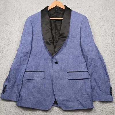 Chaqueta de esmoquin de lino Bonobos 40R azul negro satinado cuello chal Foto 1 de 4