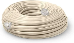 50 FT Feet Modular Phone Line Cord - High Quality 2 Conductor - Ivory - 1 Pack - Picture 1 of 7