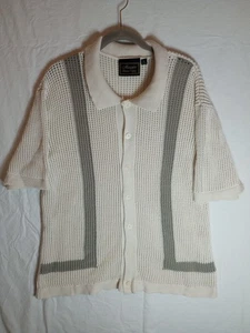 Massive Luxury Edition Mens Crochet Shirt Size XL Cream and Taupe color - Picture 1 of 10