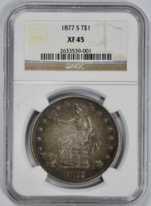 1877-S Silver Trade $1 Dollar NGC XF 45 - Picture 1 of 4