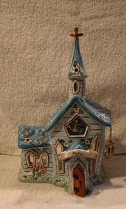 Blue Sky Clayworks Hope Church Tea Lite Holder Stain Glass Window 2009 - Picture 1 of 6