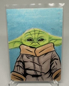 2023 Topps Star Wars Finest Grogu Sketch by Emre Varlibas - Picture 1 of 2