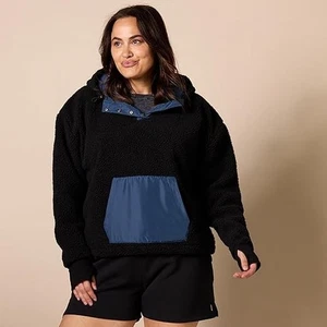 Chaqueta pulóver con capucha a presión de un cuarto de peluche para mujer bolsillo canguro talla 5X - Imagen 1 de 8