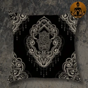 Black Third Eye Mandala Cushion Cover Wiccan Pagan Pillow Sun Gift Cover Only UK - Picture 1 of 2