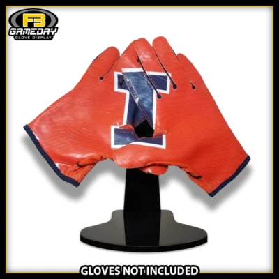 Football Receiver Gloves Display w/ Stand for Illinois Fighting Illini Gloves! - Image 1 of 4