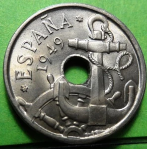 UNC, ESTADO ESPAÑOL (Franco) 50 Centimos, 1949 *19-54, Nickel, SPAIN - Picture 1 of 2