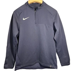 NIKE Tennis 1/4 Zip Pullover Size MEDIUM Sphere Dry Court Logo Navy Blue *Flaws* - Picture 1 of 13