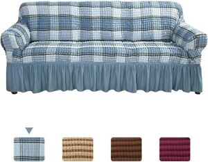 3D Bubble Lattice Sofa Covers Stretch Couch Protector with Skirt 1/2/3/4 Seater