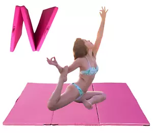 NEU 6'Ft x 4'Ft Gymnastikmatte 2" Zoll hohe Dichte Tri-Fold Tumbling Matten Pink - Bild 1 von 3