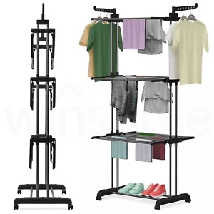 4 Ebenen Faltbar Wäscheständer Indoor Outdoor Trockner Wäsche Trockenstange Kleiderbügel - Bild 1 von 7