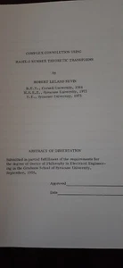 Vintage 1975 Complex Convolution Using Radix-2 Number Theoretic Transforms - Picture 1 of 21