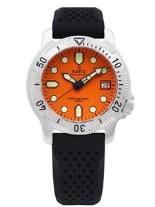 Ratio FreeDiver Professional Saphir-Orange-Zifferblatt RTF025 200M Herrenuhr - Picture 1 of 7