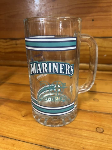 1997 Seattle Mariners 20th Anniversary Chevron Glass Beer 6" Mug Cover