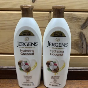 Paquete de 2 - Crema hidratante de coco con infusión de aceite Jergens para piel seca 24 horas 10 oz - Imagen 1 de 2