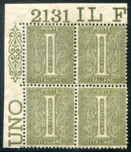 1867 Italia Regno 1 cent. Torino quartina centrata numero tavola 2131 spl ** NH - Picture 1 of 1