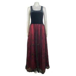 Vintage Stretch Velvet & Burnout Skirt Dress Womens Size XS 1990s Patra Gown - Picture 1 of 10