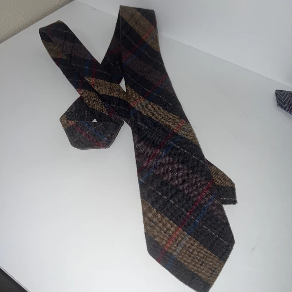 Yves Saint Laurent Mens YSL Silk Tie Woven Striped Necktie Multicolor Vintage - Изображение 1 из 4