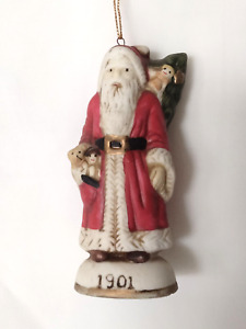 Vintage  Old World Santa Claus Ceramic 1901 Christmas Tree Ornament