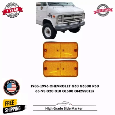 Side Marker Set For 1985-1996 Chevrolet G30 G3500 P30 85-95 G20 G10 G1500 Front - Image 1 of 4
