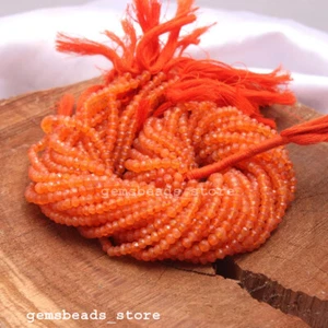 1 Strand Orange Carnelian Dainty Genuine Rondelle Faceted 4mm Gemstone Beads 13" - Picture 1 of 8
