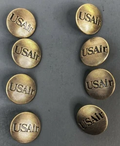 8 USAir Coat Jacket Buttons Waterbury CONN. Brass - Picture 1 of 2