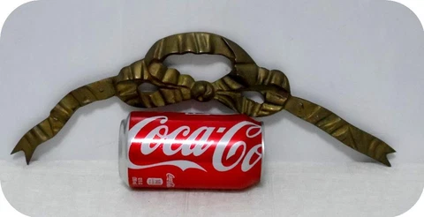 Vintage Solid Brass Ribbon Bow Furniture & Wall Decor Pediment Cover