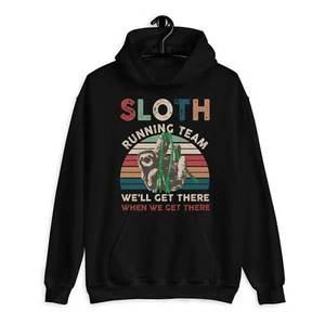 Lazy Sloth Running Team Hoodie Gym Runners Club Cute Funny Men Women Hoody - Picture 1 of 7