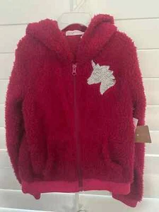 Young Hearts   Red with sequin unicorn Hooded Jacket (zips up) NWT Girls 6X - Picture 1 of 4