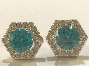 ❤️PENDIENTES DE BÚHO ORIGAMI ~ PERNO DE CRISTAL AZUL + PAVIMENTO HEXAGON HALO auténtico 🙂FAB❤️ - Imagen 1 de 4