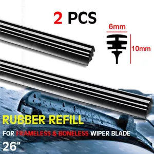 26'' 650mm Rubber Wiper Blade Refill Frameless Kit Car Windshield Accessories - Picture 1 of 13