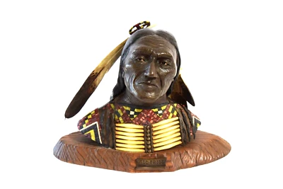 Cold Painted Bronze Bust Sculpture Native American Chief "Old Pride" - Ron Baker - Image 1 of 4