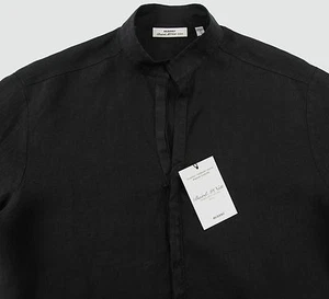 Camisa Para Hombre MURANO Negra 100% Lino M Mediana NUEVA NUEVA CON ETIQUETAS NiCe! - Imagen 1 de 4