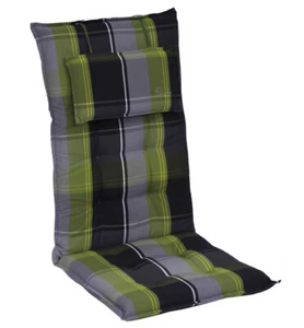 Sun Garden Inco Hochlehner-Auflage Grau-Grün Kariert 120 x 50 x 7 cm