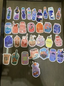 30pcs Cute Drink Sticker Pack For Water Bottle, Laptop, Etc - Picture 1 of 2