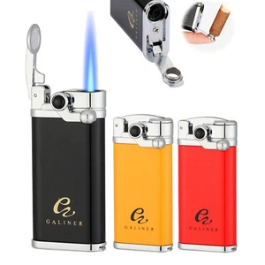 Galiner Windproof Torch Cigar Ligher 1 Jet Flame Metal Refillable Gas Punch - Foto 1 di 14