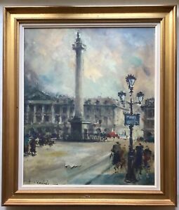 TO RESTORE French Impressionism Place Vendome in Paris Oil painting Original