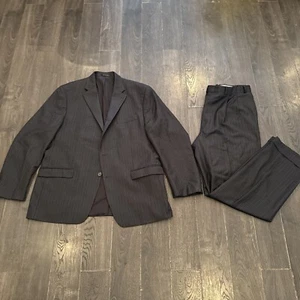 Vintage Macys Polo Ralph Lauren Green Label Pinstripe 2 Piece Suit Mens Size 44R - Picture 1 of 22