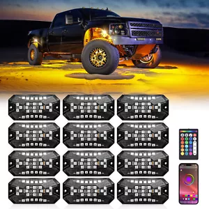 12 cápsulas ángulo completo RGBW LED luces de roca APP/RF control remoto para camión todoterreno - Imagen 1 de 12