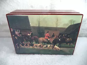 Vintage Fuchsjagdszene Holz aufklappbar Schmuckschatulle Holz Medium - Bild 1 von 15