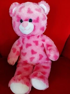 Build A Bear Plush Pink Teddy Love Hearts 42cm Soft Cuddle Toy BAB Workshop - Picture 1 of 5