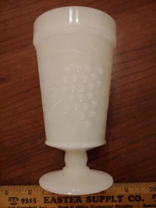 Vintage White Milk Glass Anchor Hocking Harvest Grape Embossed Footed Tumbler  - Picture 1 of 7