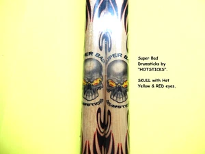 Hot Sticks Drumsticks,,, 5A Drumsticks Holzspitze,,, SUPER BAD SKULL Design - Bild 1 von 22